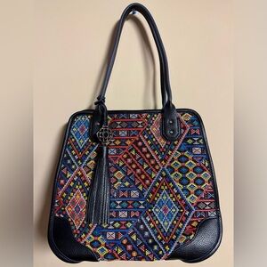 Rafe New York Leather Colorful Woven Tote Bag